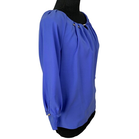 Cornflower Blue Top Three Quarter Sleeve - Picture 4 of 8